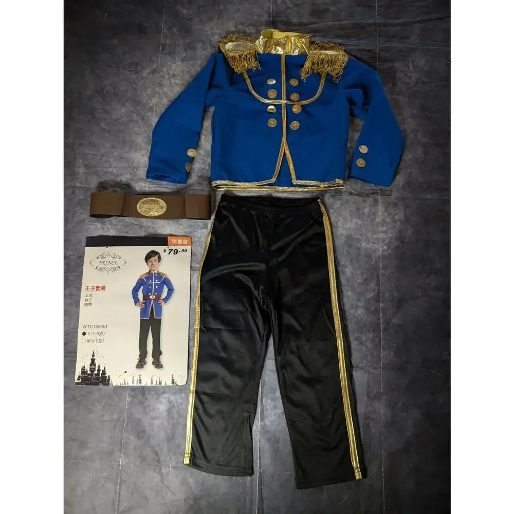 NEW! Blue Boys Prince Charming Outfit Kids Halloween Costume Party Size 3-5